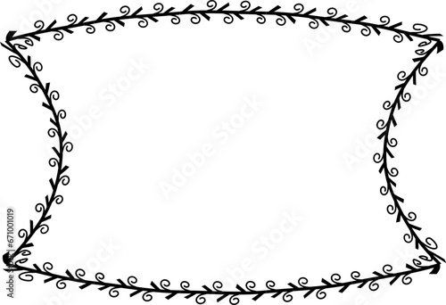 Spiral leaves Branch Rectangle Frame laurel wreath silhouette black horizontal vintage frames flower floral leaf border Botanical Branches ornate leaf Elements design border retro badge decoration iso