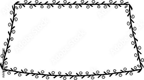 Spiral leaves Branch Rectangle Frame laurel wreath silhouette black horizontal vintage frames flower floral leaf border Botanical Branches ornate leaf Elements design border retro badge decoration iso