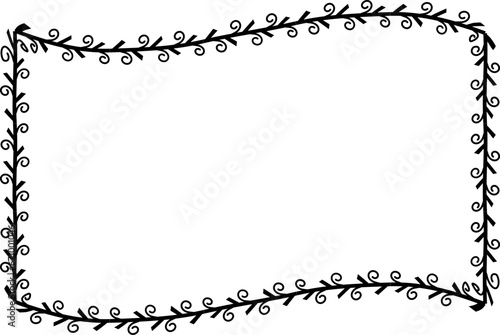 Spiral leaves Branch Rectangle Frame laurel wreath silhouette black horizontal vintage frames flower floral leaf border Botanical Branches ornate leaf Elements design border retro badge decoration iso