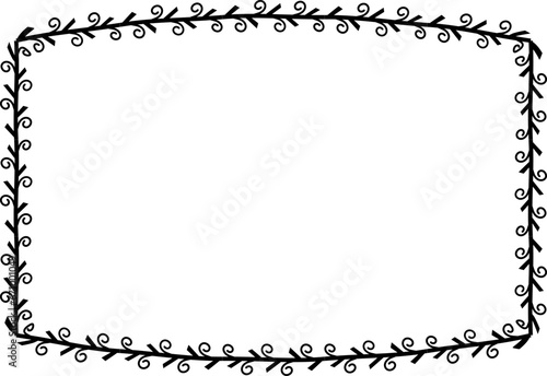 Spiral leaves Branch Rectangle Frame laurel wreath silhouette black horizontal vintage frames flower floral leaf border Botanical Branches ornate leaf Elements design border retro badge decoration iso