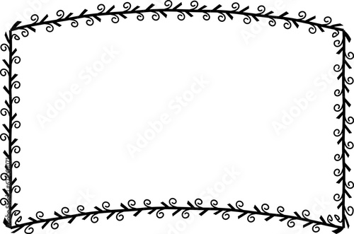 Spiral leaves Branch Rectangle Frame laurel wreath silhouette black horizontal vintage frames flower floral leaf border Botanical Branches ornate leaf Elements design border retro badge decoration iso