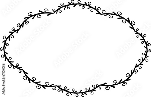 Spiral leaves Branch Rectangle Frame laurel wreath silhouette black horizontal vintage frames flower floral leaf border Botanical Branches ornate leaf Elements design border retro badge decoration iso