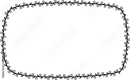 Spiral leaves Branch Rectangle Frame laurel wreath silhouette black horizontal vintage frames flower floral leaf border Botanical Branches ornate leaf Elements design border retro badge decoration iso