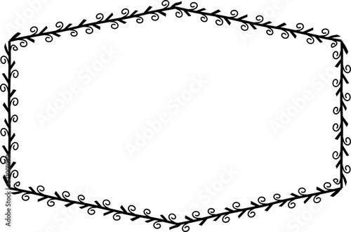 Spiral leaves Branch Rectangle Frame laurel wreath silhouette black horizontal vintage frames flower floral leaf border Botanical Branches ornate leaf Elements design border retro badge decoration iso