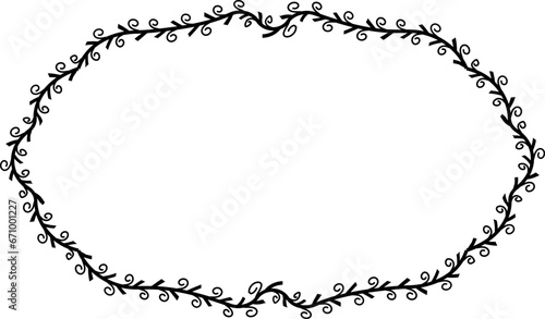 Spiral leaves Branch Rectangle Frame laurel wreath silhouette black horizontal vintage frames flower floral leaf border Botanical Branches ornate leaf Elements design border retro badge decoration iso