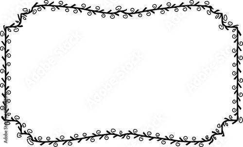 Spiral leaves Branch Rectangle Frame laurel wreath silhouette black horizontal vintage frames flower floral leaf border Botanical Branches ornate leaf Elements design border retro badge decoration iso
