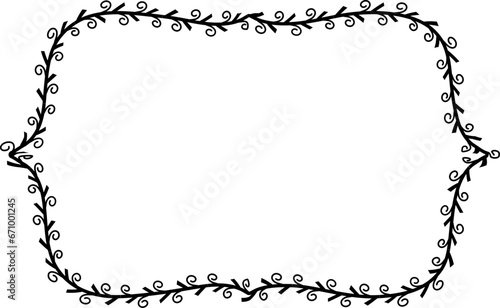 Spiral leaves Branch Rectangle Frame laurel wreath silhouette black horizontal vintage frames flower floral leaf border Botanical Branches ornate leaf Elements design border retro badge decoration iso