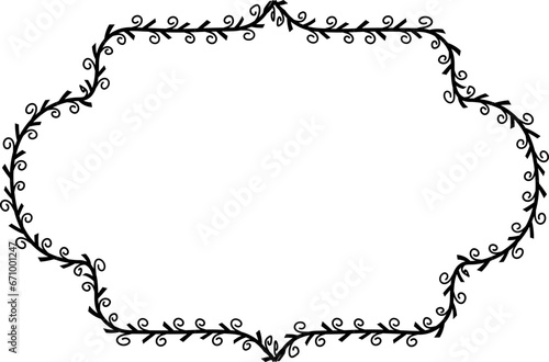 Spiral leaves Branch Rectangle Frame laurel wreath silhouette black horizontal vintage frames flower floral leaf border Botanical Branches ornate leaf Elements design border retro badge decoration iso