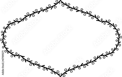 Spiral leaves Branch Rectangle Frame laurel wreath silhouette black horizontal vintage frames flower floral leaf border Botanical Branches ornate leaf Elements design border retro badge decoration iso