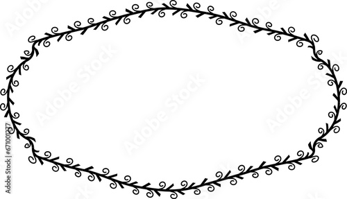 Spiral leaves Branch Rectangle Frame laurel wreath silhouette black horizontal vintage frames flower floral leaf border Botanical Branches ornate leaf Elements design border retro badge decoration iso