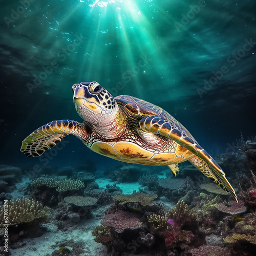 sea turtle swimming animal sea ocean fish 