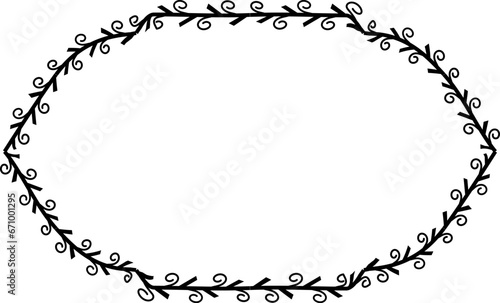 Spiral leaves Branch Rectangle Frame laurel wreath silhouette black horizontal vintage frames flower floral leaf border Botanical Branches ornate leaf Elements design border retro badge decoration iso