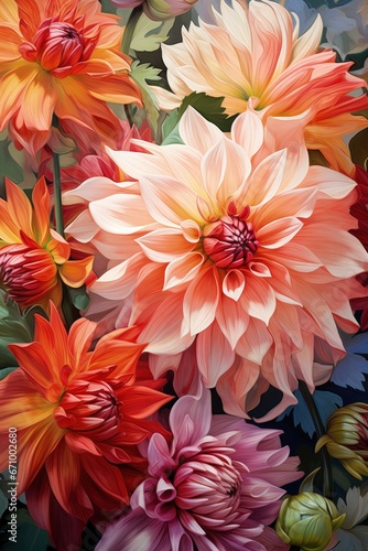 Vibrant Dahlia Painting  A Celebration of Color and Life