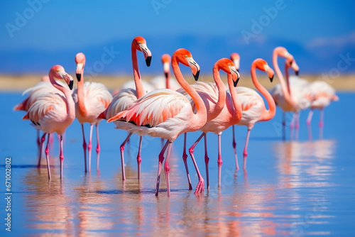 pink flamingo in the water © AD