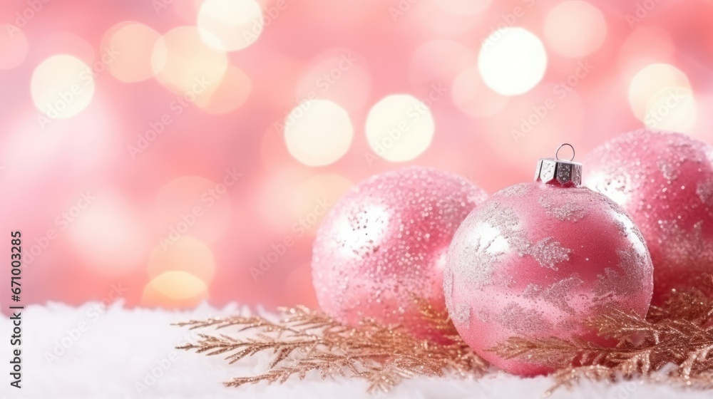 Pinkmas concept. Pink Christmas tree branches decorated with ornaments in pink color. Merry Xmas, Happy New Year 2024 in trendy colors. Vibrant colorful background for cards, invitations, greetings. Pinkmas concept. Pink Christmas tree branches decorated with ornaments in pink color. Merry Xmas, Happy New Year 2024 in trendy colors. Vibrant colorful background for cards, invitations, greetings.