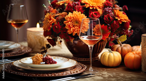 Festive table setting in autumn theme