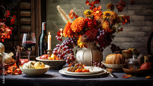 Festive table setting in autumn theme