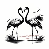 illustration of vector illustration of flamingos in the style of hig, Generative ai