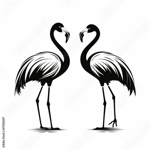 illustration of vector illustration of flamingos in the style of hig  Generative ai