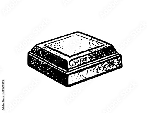 Vector sketch illustration of piece of Chocolate bar. Vintage style drawing.