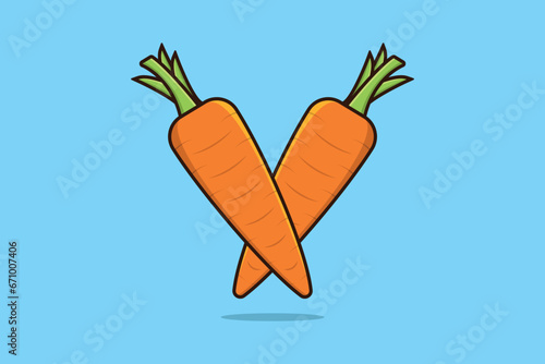 Standing Two Carrots vegetable vector illustration. Food nature icon concept. Healthy fresh vegetable food carrot icon design.