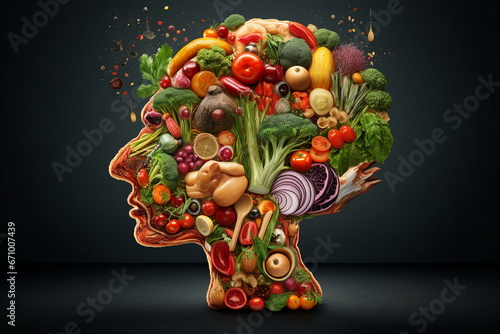 human brain of healthy food concept