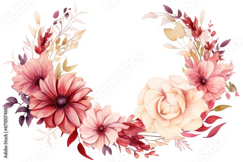 Elegant Floral Wreath on White Background © Unitify