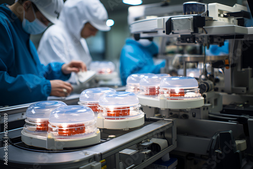 medicine pill production line, Industrial pharmaceutical concept