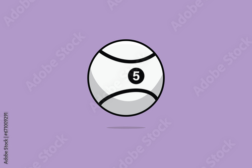 Hurling Sport Ball vector illustration. Sport object icon concept. Hurling ball with five number tag with shadow on purple background vector design.