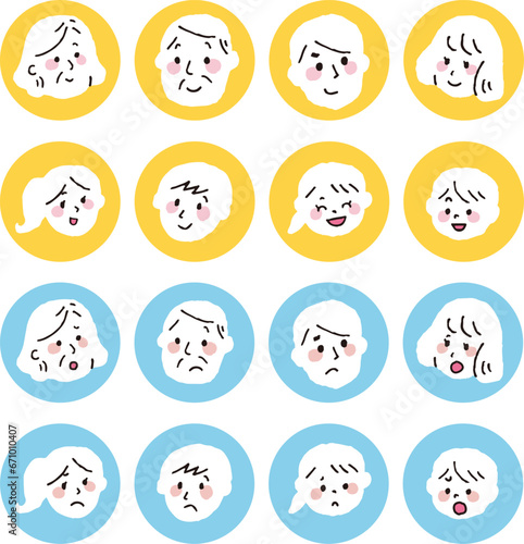 家族　笑顔と困っている表情　三世代