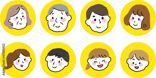 家族　笑顔の表情　三世代