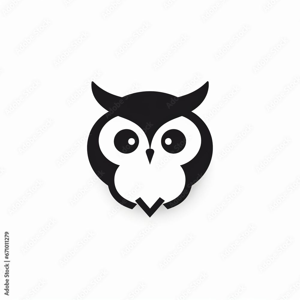 illustration of modern minimalist logo of a cute owl black vector, Generative ai