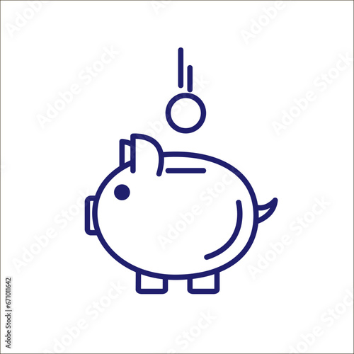 Pig pink piggy bank flat icon money saving business icon money coin logo bank credit rich price dollars euro protection creditor thin line icons vector	