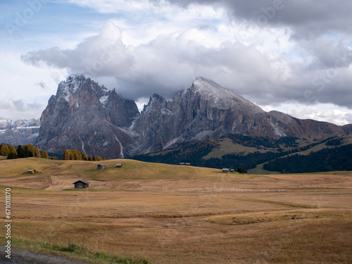 Feeling of nature on the Seiser Alm in the Dolomites, Italy