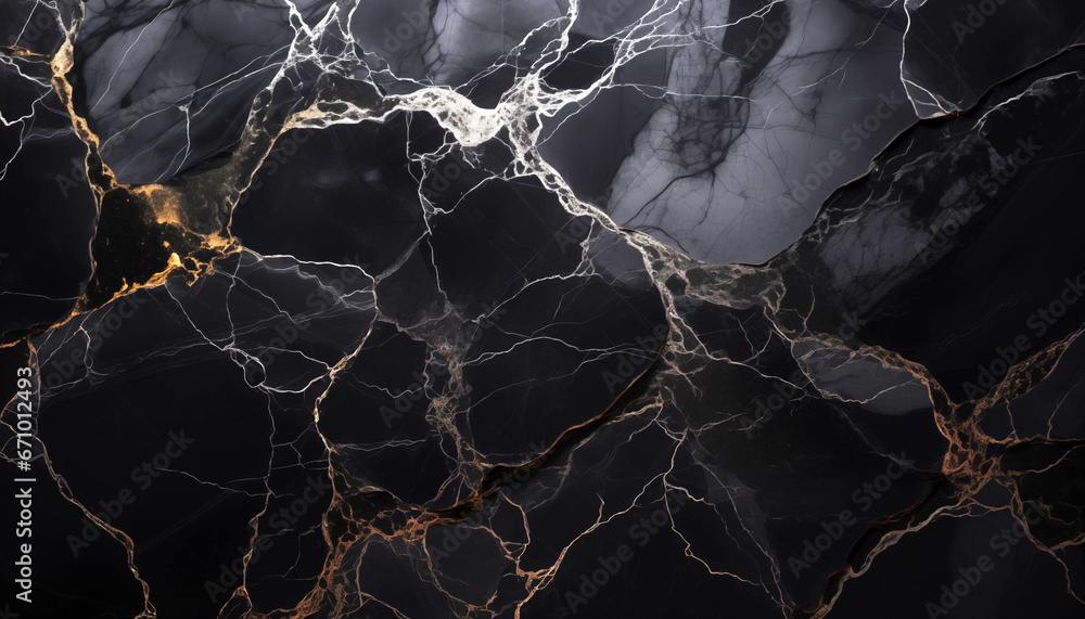Black marble texture with white and gold lines created with a generative ai technology Black marble texture with white and gold lines created with a generative ai technology