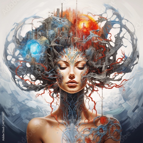 Portrait of woman symbolizing consciousness