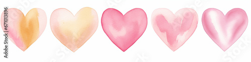 Wallpaper Mural Watercolor Love Valentine Heart Set. Multicolour Hearts. Hand Painted Watercolour. Generative AI Torontodigital.ca