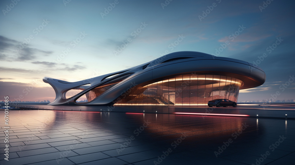 A futuristic building A futuristic building