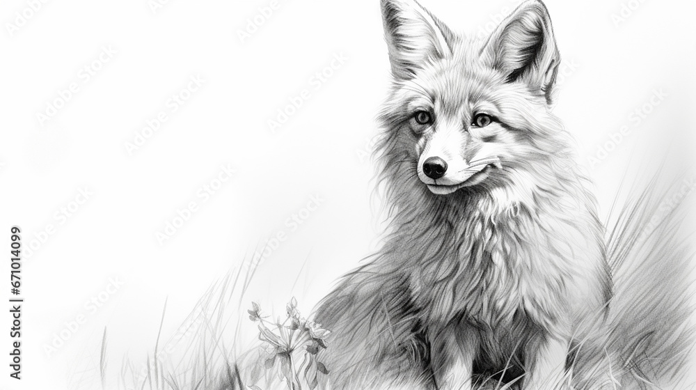 A fox, pencil drawing A fox, pencil drawing