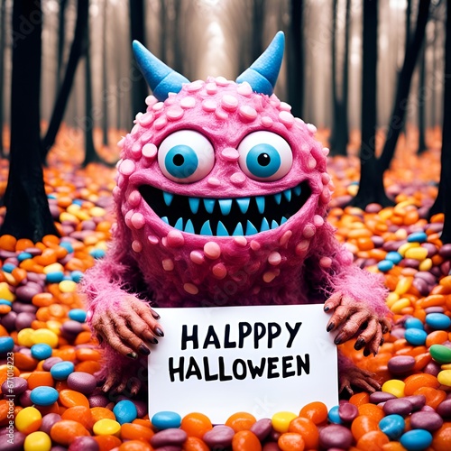 Happy Halloween cute  monster 