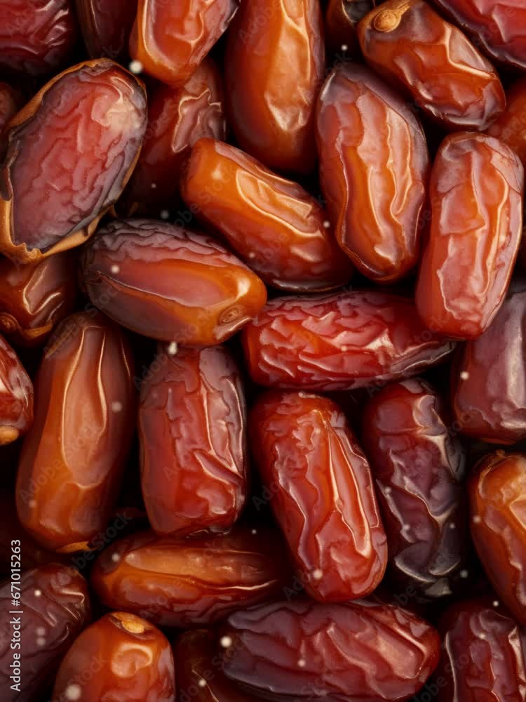 Dried sweet dates close up. Eating dried fruits. Vegan, vegetarian arabic food. Vertical video for business. Dried sweet dates close up. Eating dried fruits. Vegan, vegetarian arabic food. Vertical video for business.