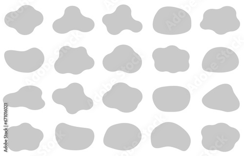 抽象的な形　液体シェイプ　blob グレー　ふにゃふにゃ　素材　ベクター　セット　丸