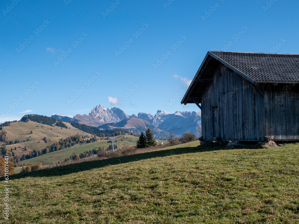 Obraz premium Feeling of nature on the Seiser Alm in the Dolomites, Italy