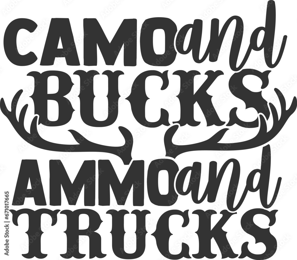 Camo And Bucks Ammo And Trucks - Hunting Illustration