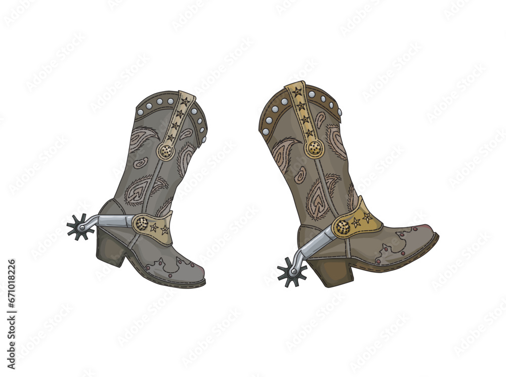 Fototapeta premium cowboy boots vector illustrations isolated
