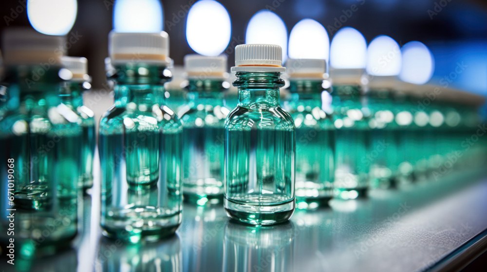 glass bottles being manufactured inside plant