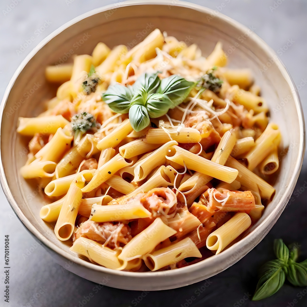 Yummy delicious pasta plate in a bowl. Generative Ai Yummy delicious pasta plate in a bowl. Generative Ai