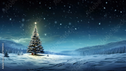 Christmas tree in snow