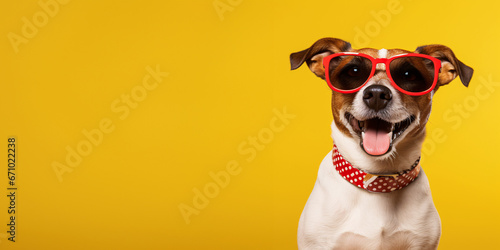 Cheerful Jack Russell Terrier in Red Sunglasses