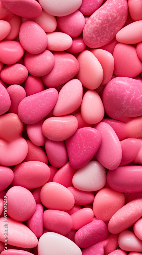 Photorealistic seamless pattern of pink pebbles.